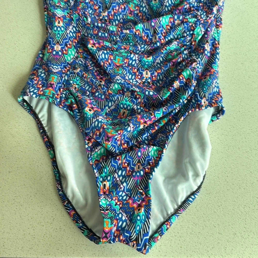 Women's Tummy-Control Shirred-Bodice One-Piece 16 - Picture 4 of 14